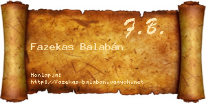 Fazekas Balabán névjegykártya